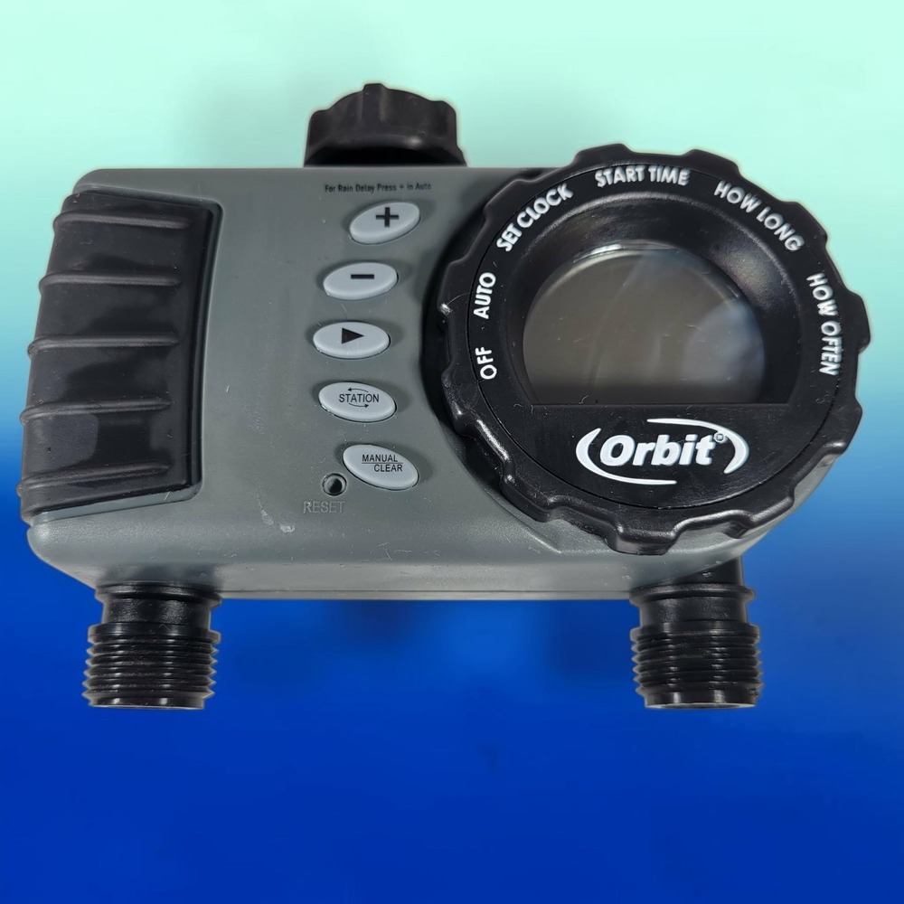Orbit 24713 2-Port Digital Hose Faucet Timer Sprinkler Irrigation Outlets TESTED